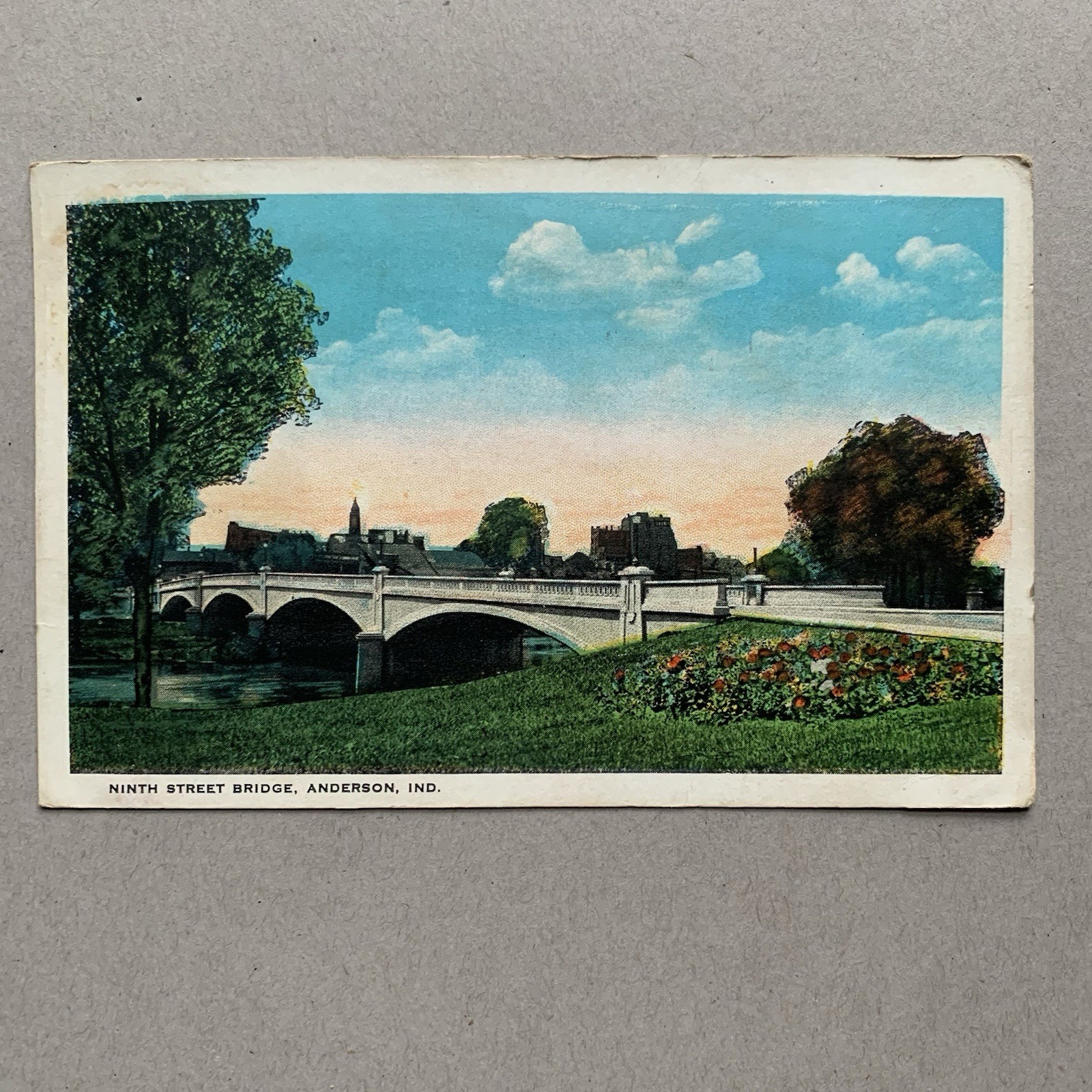Ninth Street Bridge Anderson Indiana IN Landscape River Posted 1932 Postcard