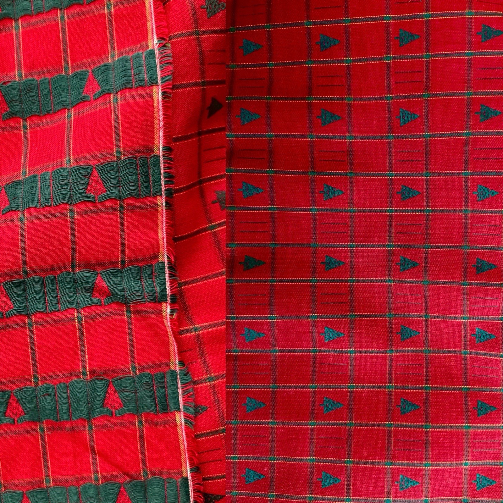 VTG Homespun Fabric Woven Cotton Check Plaid 5.36Yd Primitive Country Embroidere