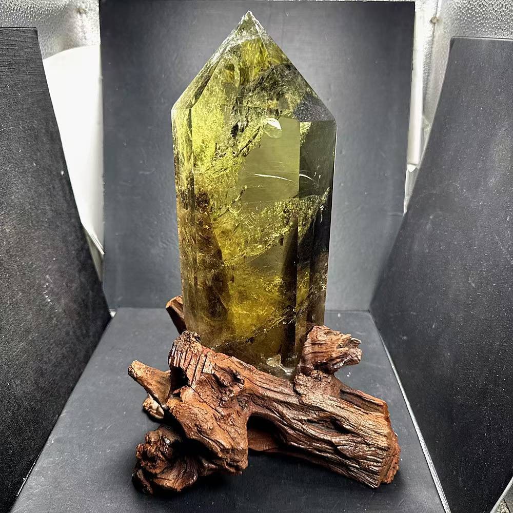 9LB Top Natural Citrine Quartz Obelisk Crystal Specimen Energy Tower Reiki Decor