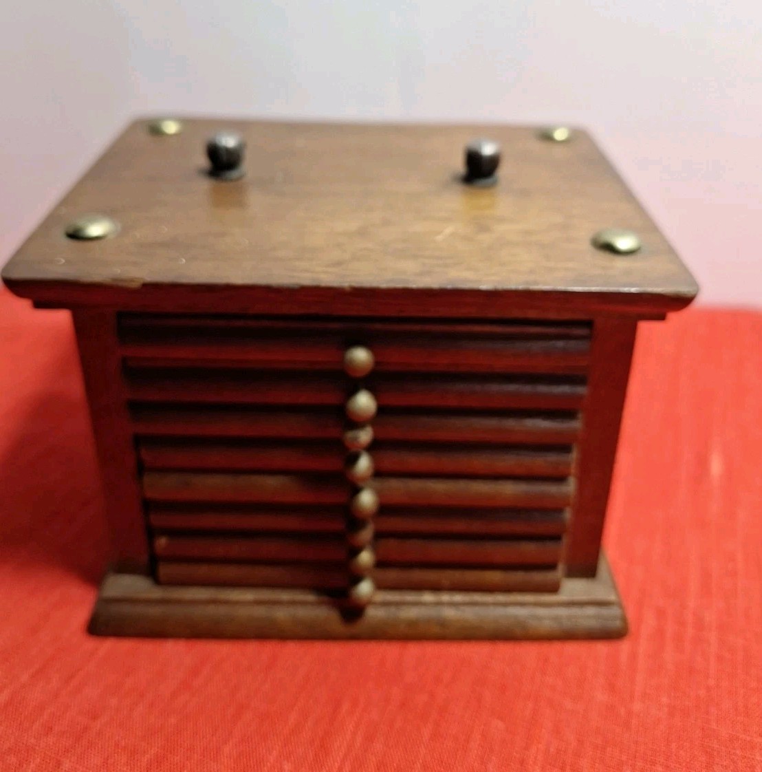 Vintage 8 Piece Wooden Coaster Set. Farmhouse Rustic Missing Holder.