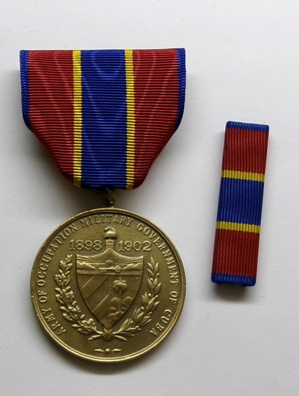 1898-1902 U.S. Army of Occupation of Cuba Military Medal with RIBBON