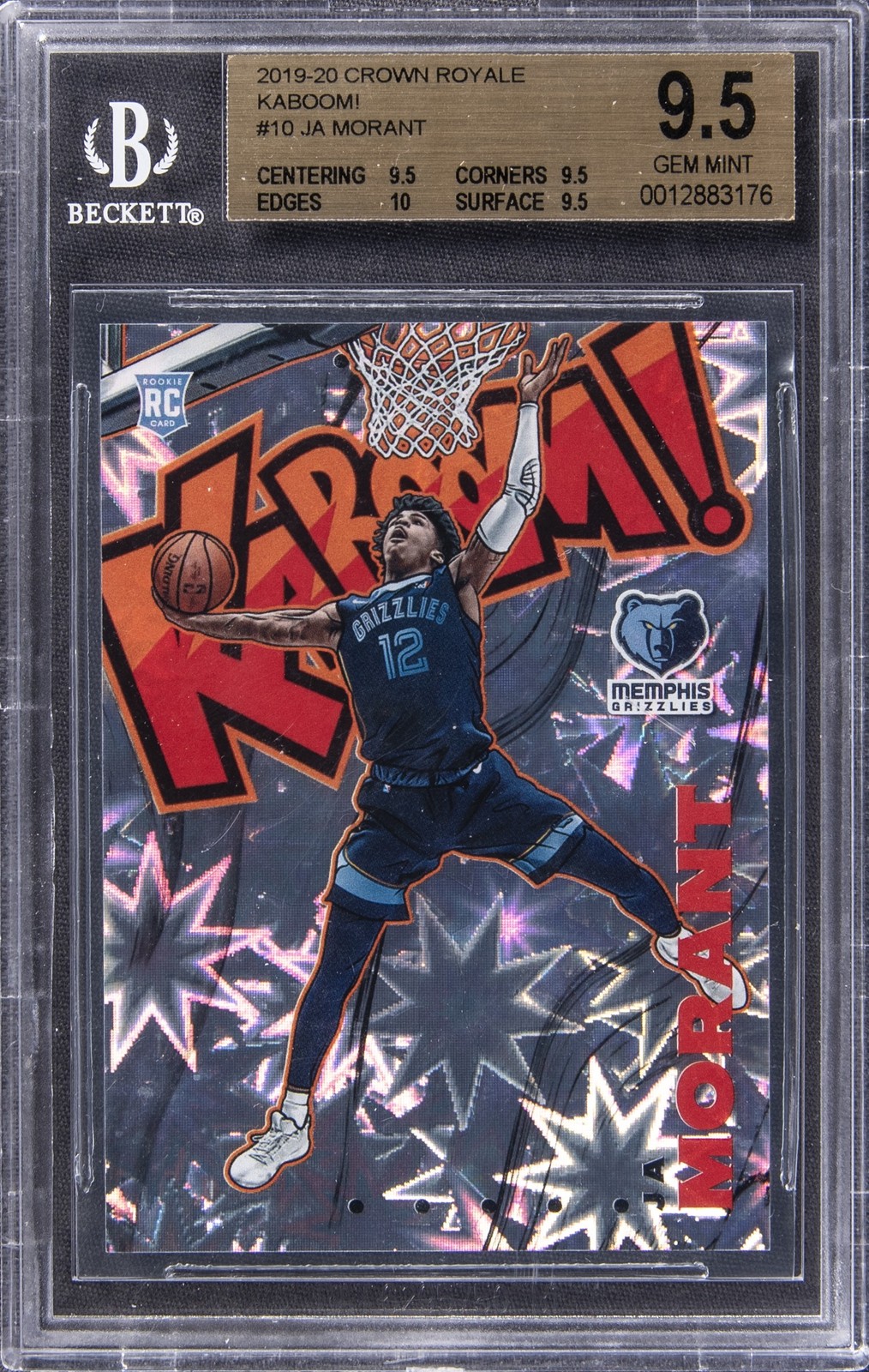 2019-20 PANINI KABOOM #10 JA MORANT ROOKIE RC BGS 9.5