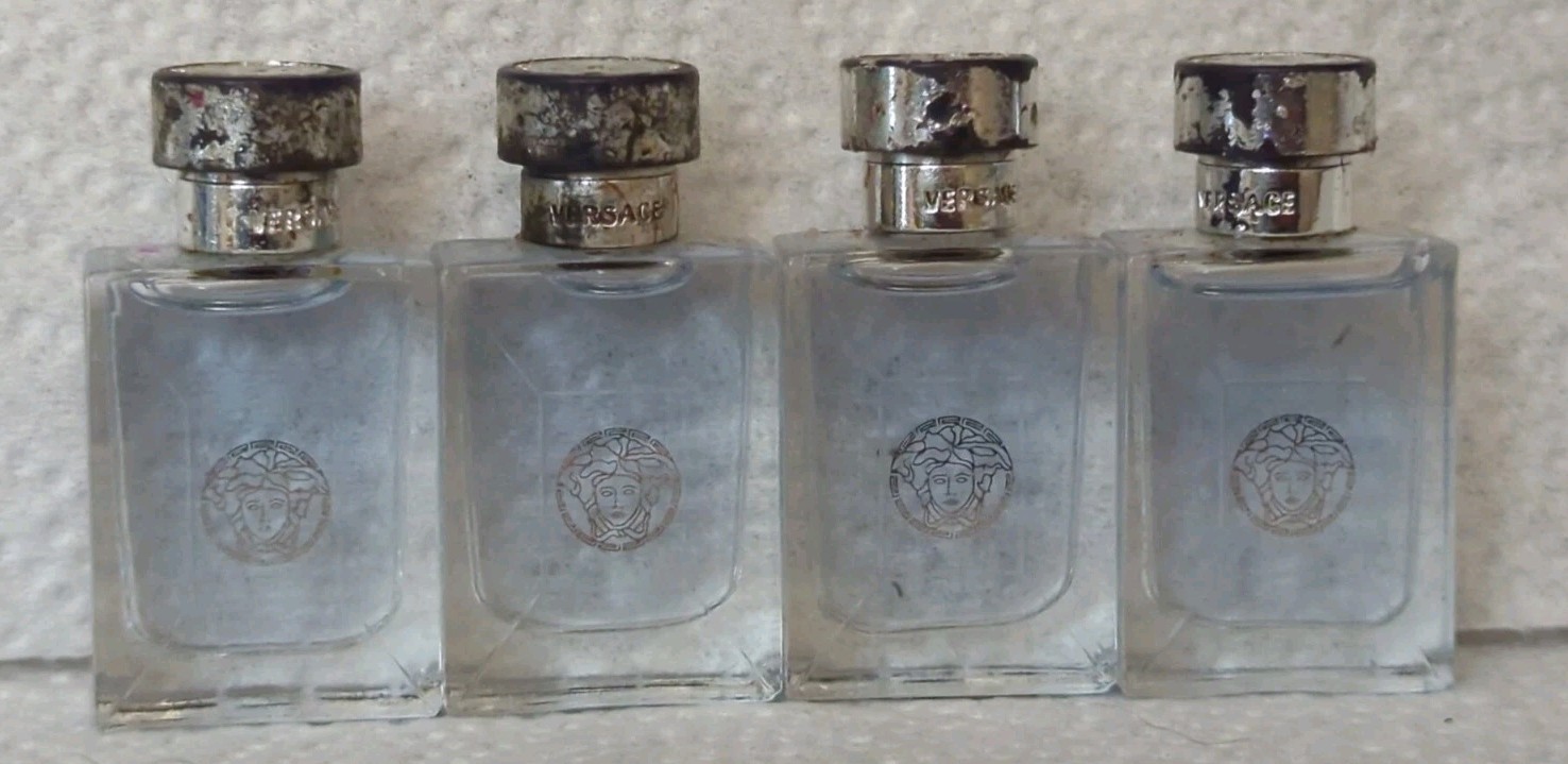 VERSACE POUR HOMME Cologne Men 0.17 oz (5ml) Eau de Toilette Mini Splash NEW X4 VERSACE POUR HOMME Cologne Men 0.17 oz (5ml) Eau de Toilette Mini Splash NEW X4