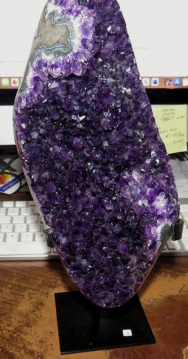 HUGE DARK AMETHYST CRYSTAL CLUSTER CATHEDRAL GEODE URUGUAY POLISHED STEEL ST JAL