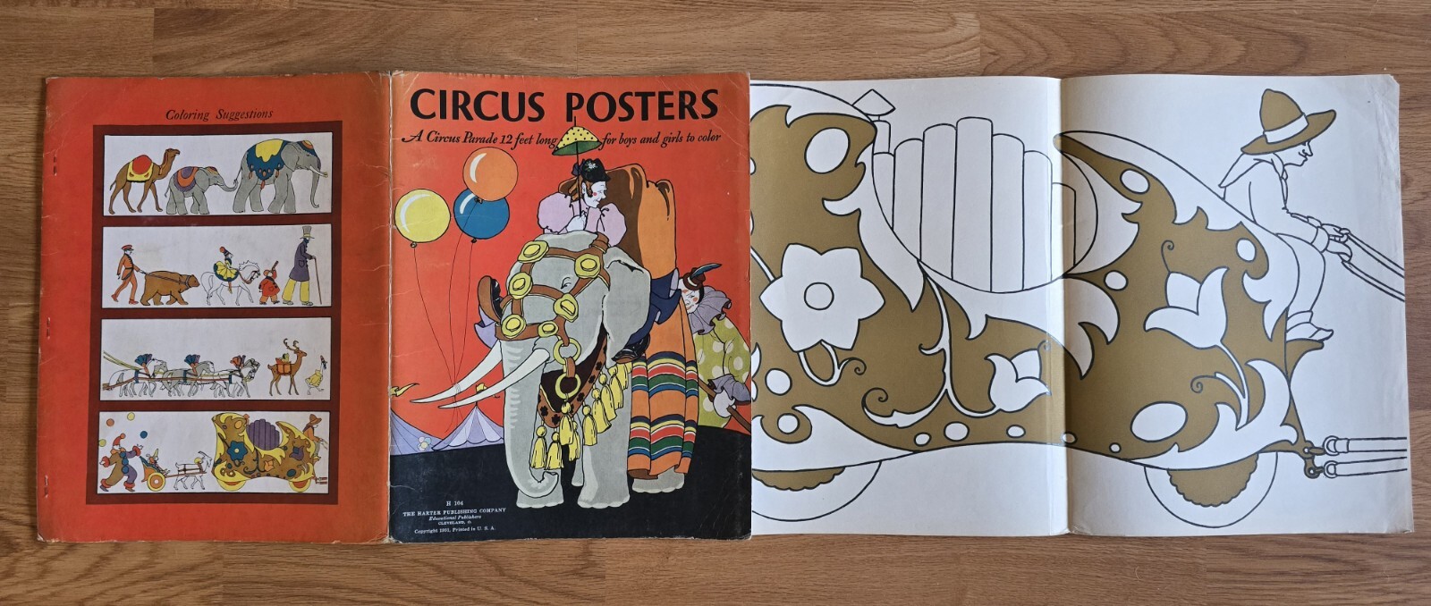 Rare 1931 Circus Parade Posters 12 Ft Long Coloring Banner Book Unused Complete