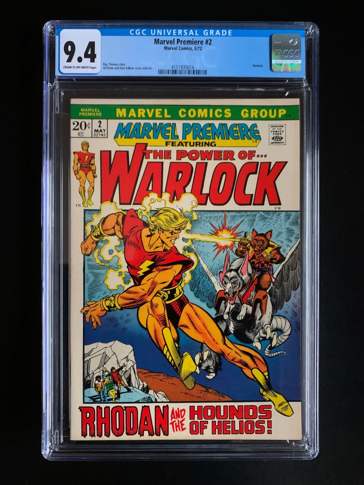 MARVEL PREMIERE #2  CGC 9.4 -2nd App Adam Warlock-EXCEL REGISTRATION - NEW Case