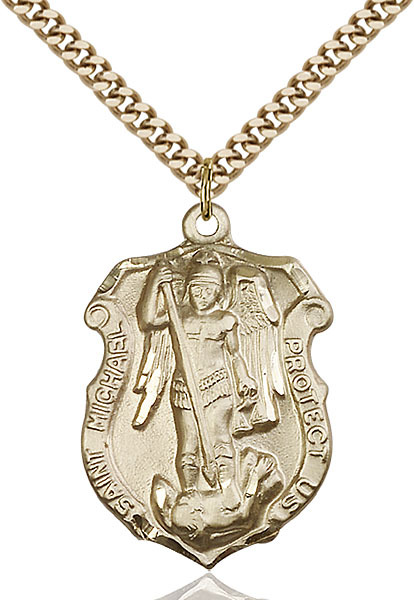 Men's 14K Gold Filled St Michael Coast Guard Military Catholic Medal Necklace