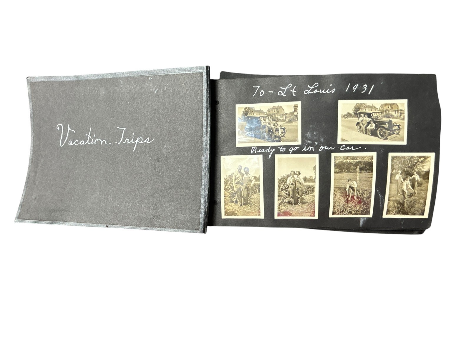 vtg roadtrip photo album 1930\'s photographs post cards worlds fair