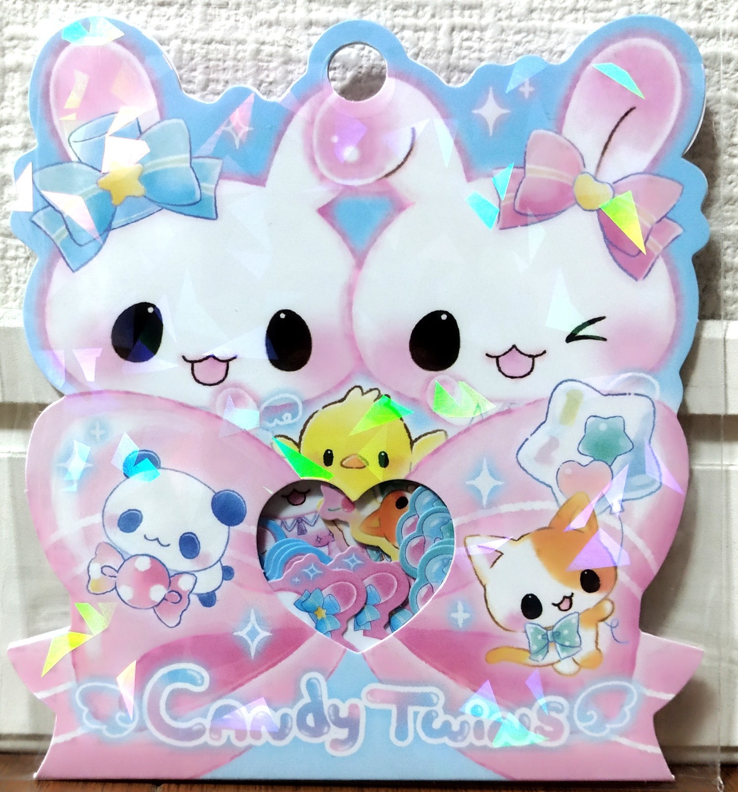 Q-lia Candy Twins Furu Furu Flake Sticker 21 Animal Cat Rabbit Heisei Kids JAPA