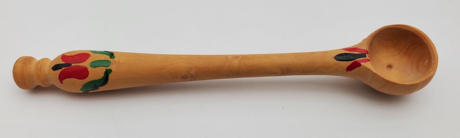 VTG Wooden Salt Cellar Spoon, Hand Painted Floral \