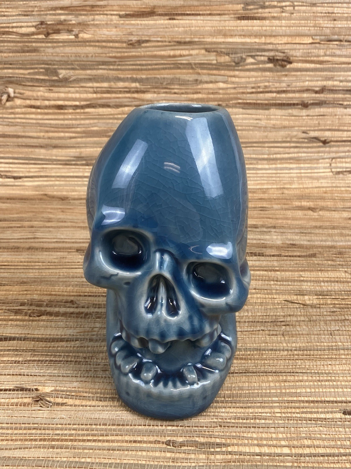 Mutant Skull Tiki Mug Munktiki Imports Blue Glaze 6.5