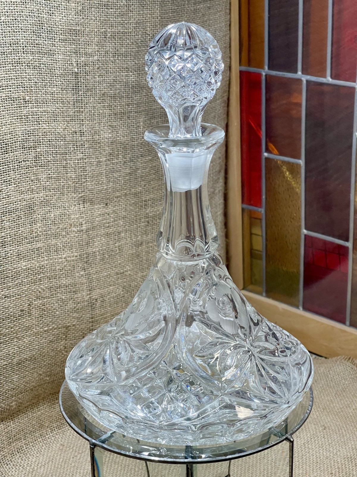 Italian Made Lead Crystal Ship's / Captain's Decanter 11