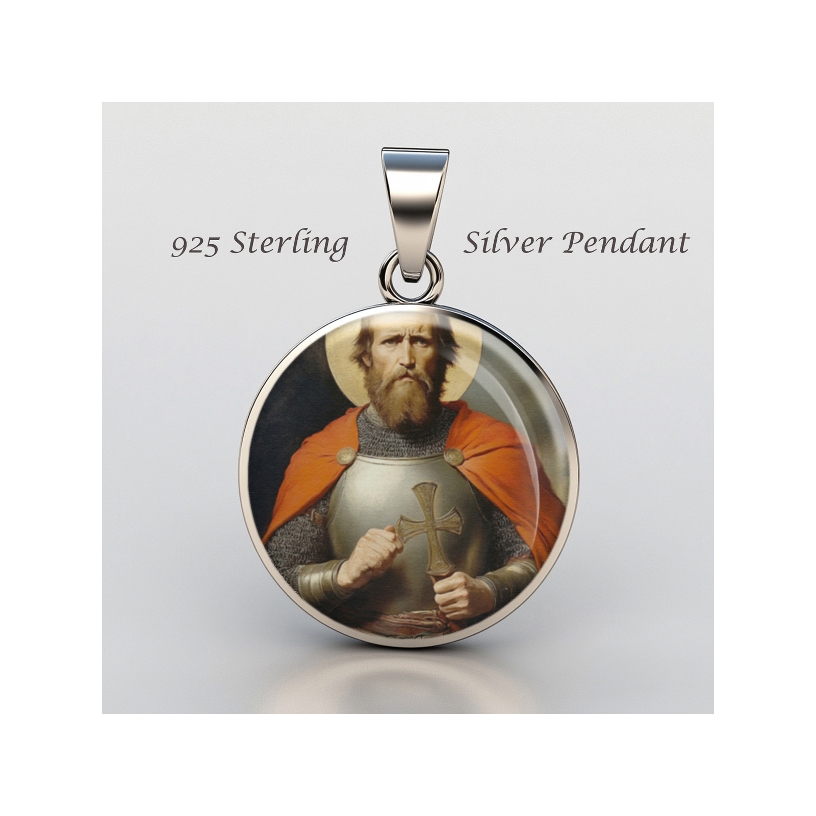 Saint Blessed Charles The Good 925 Sterling Silver Christian Medal