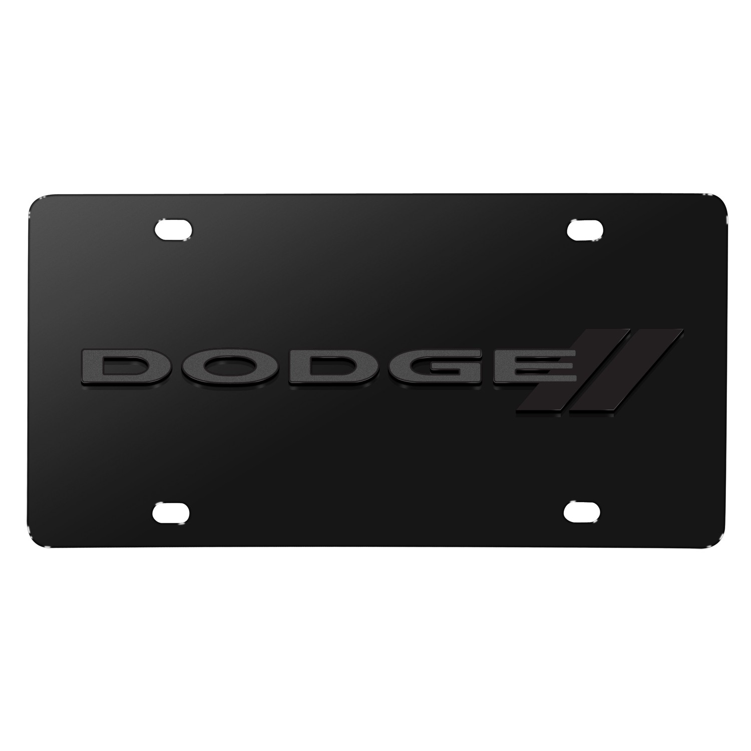 Dodge 3D Dark Gray Logo on Black Stainless Steel License Plate Dodge 3D Dark Gray Logo on Black Stainless Steel License Plate