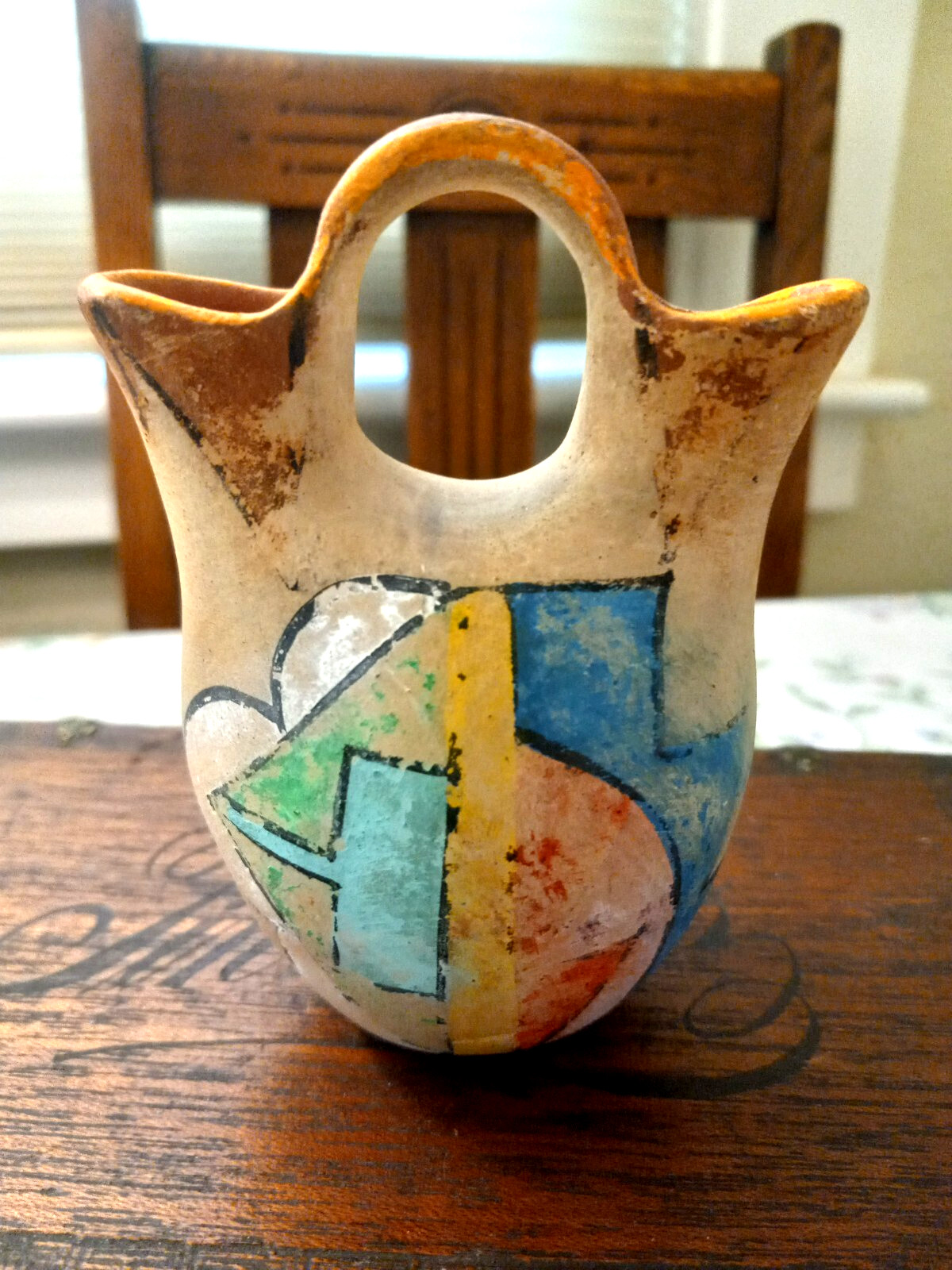 Native American Indian Wedding Vase Pitcher Clay Pottery Ceremonial 4.75