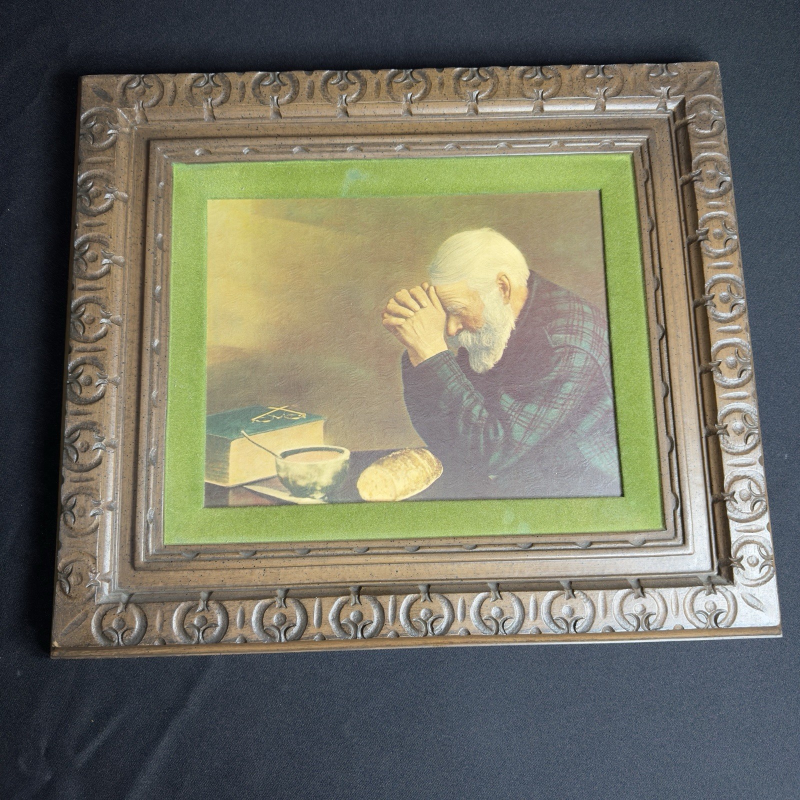 Vtg GRACE Old Man Praying Framed Print 17”x20” Eric Enstrom Blessing Wall Art Lg Vtg GRACE Old Man Praying Framed Print 17”x20” Eric Enstrom Blessing Wall Art Lg