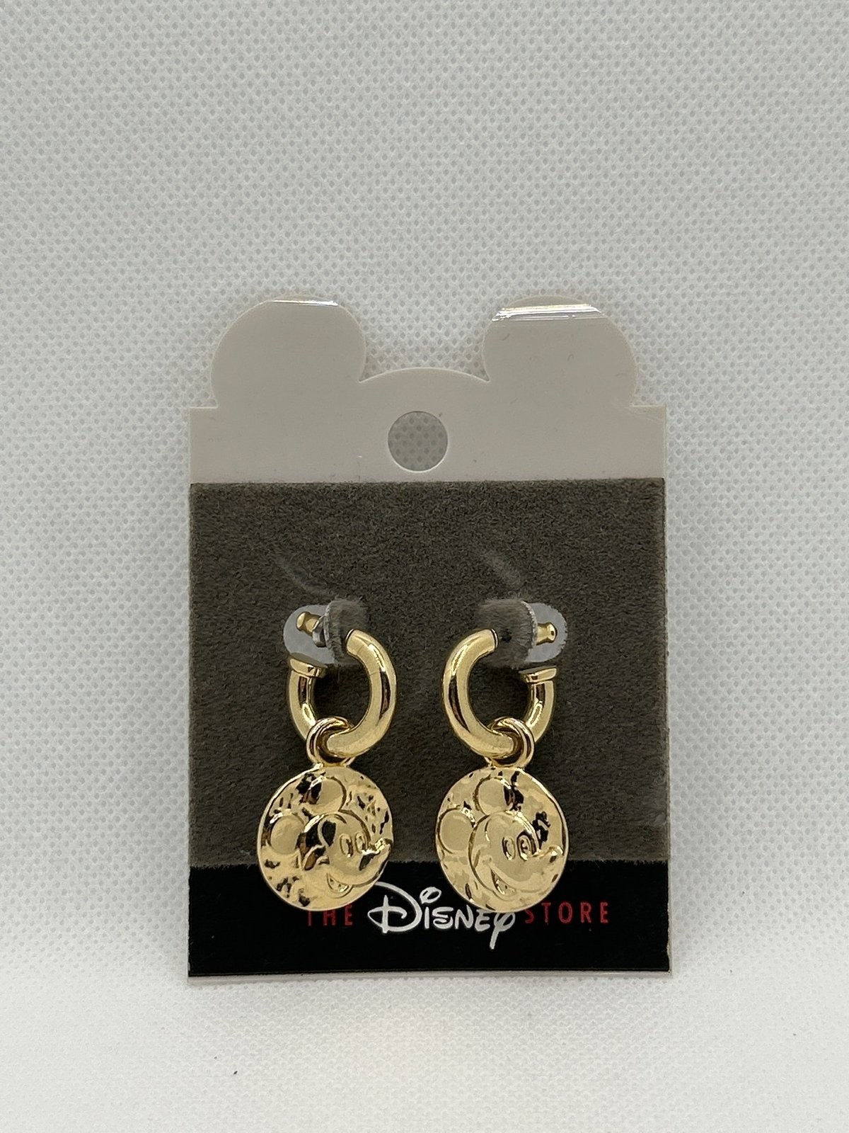 Disney Mickey Mouse Gold Tone Huggie Hoop Earrings on Original Card