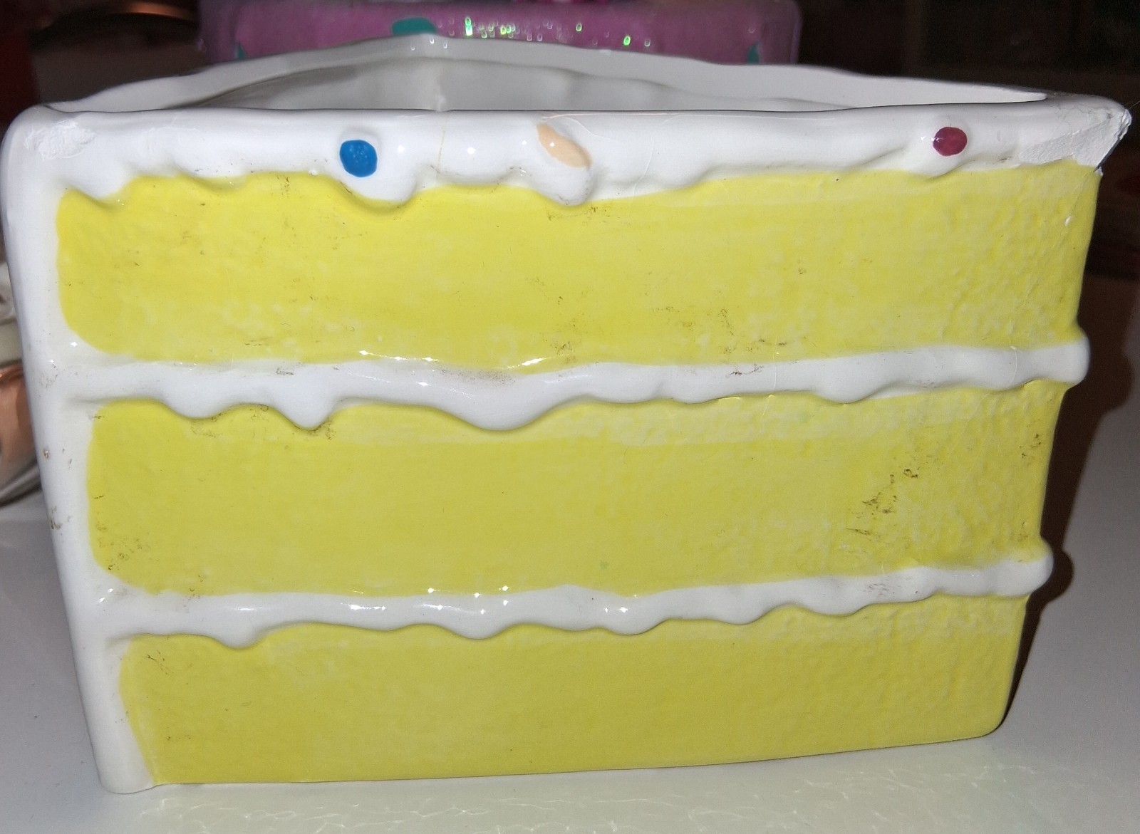 planter slice of cake white with sprinkles planter slice of cake white with sprinkles