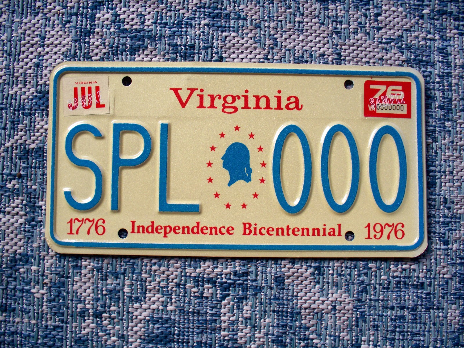 1976 Virginia Independence Bicentennial Sample License Plate Mint 1776 - 1976
