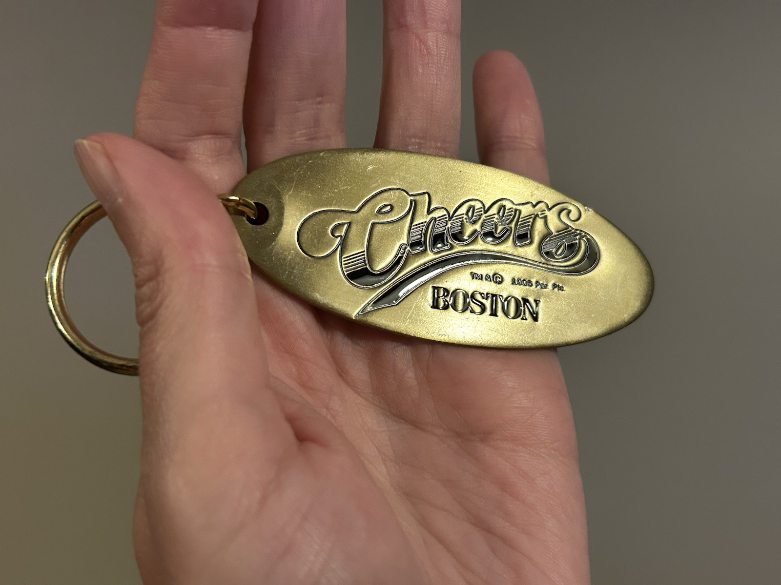 Vintage 1995 Cheers Boston Brass Keychain, Made In USA Souvenir