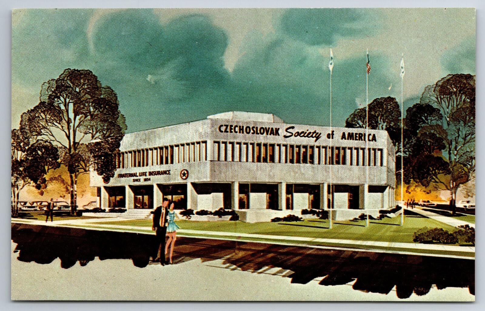 Vintage Postcard IL Berwyn Czechoslovak Society of America -2945