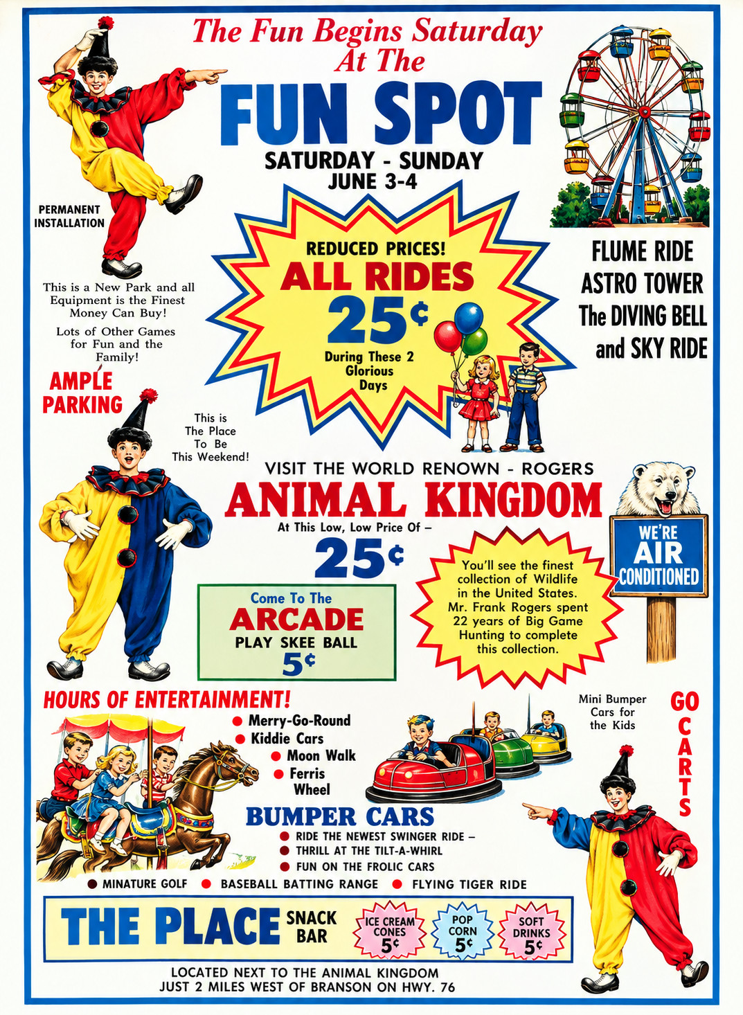 Vintage Fun Spot Amusement Park Ad Magnet –Branson, Missouri