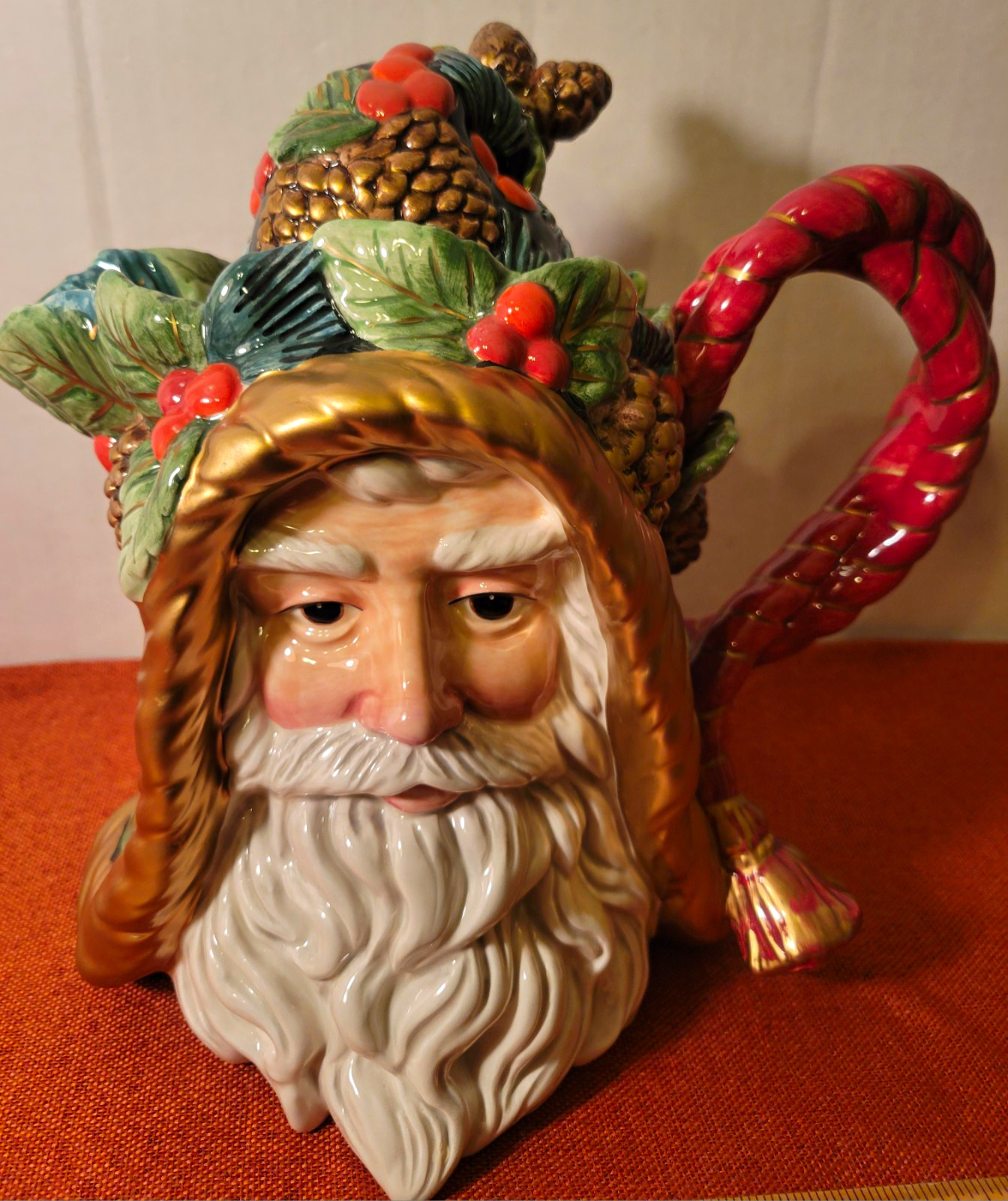 Vintage Fitz & Floyd Santa Claus Lidded Handled Pitcher 1 qt Glazed Ceramic Vintage Fitz & Floyd Santa Claus Lidded Handled Pitcher 1 qt Glazed Ceramic