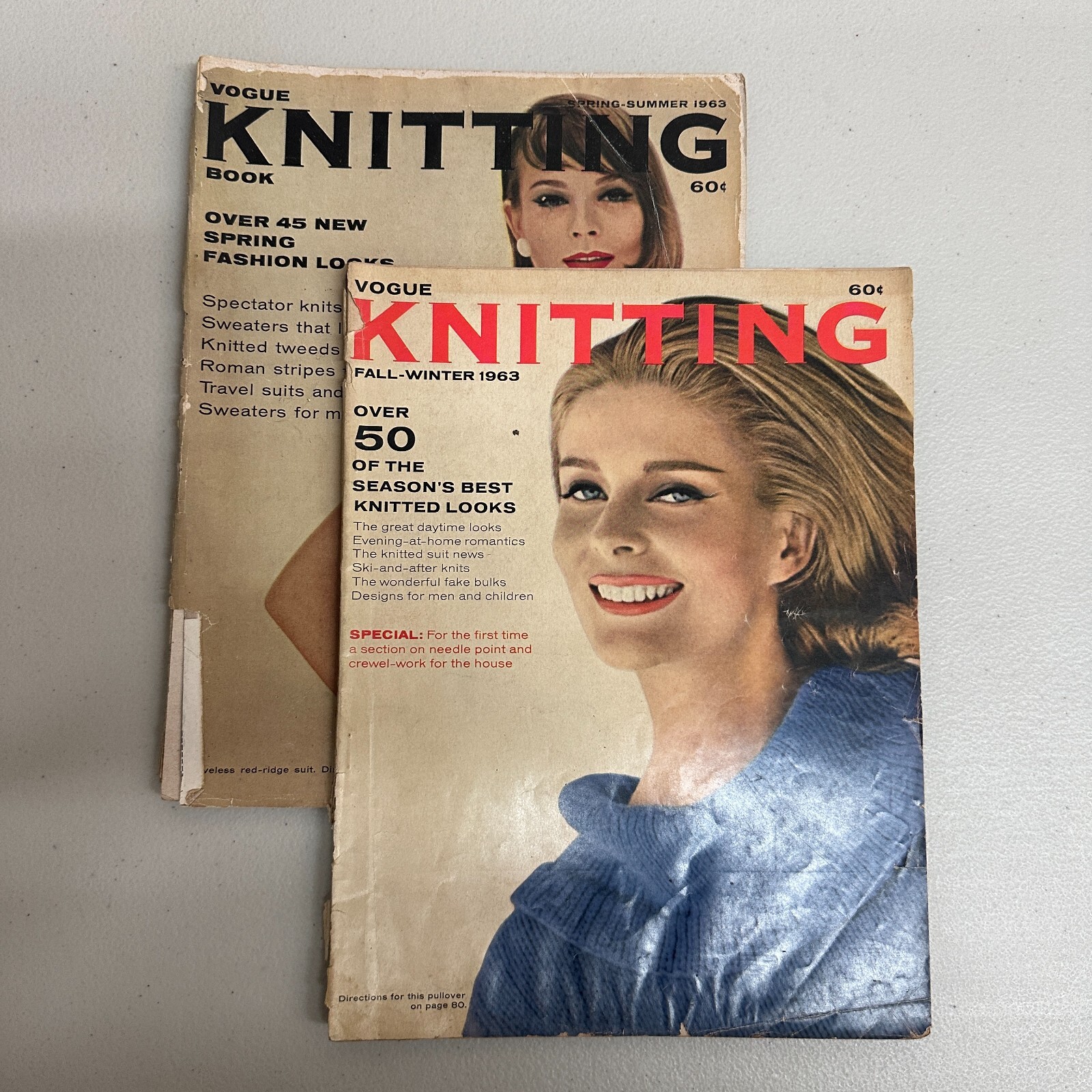 2x Vogue Knitting Book Fashion Magazine 1963 Spring/Summer + Fall/Winter VTG