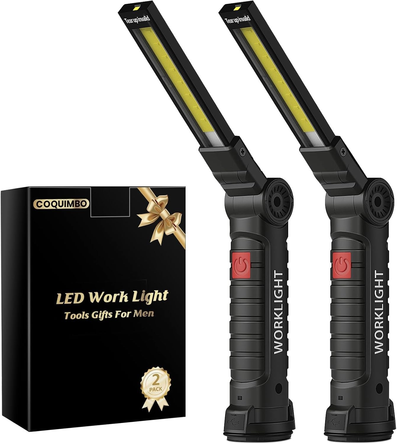 2 Pack Rechargeable LED Work Light w/Magnetic Base Auto Repair Workshop Garage.. 2 Pack Rechargeable LED Work Light w/Magnetic Base Auto Repair Workshop Garage..