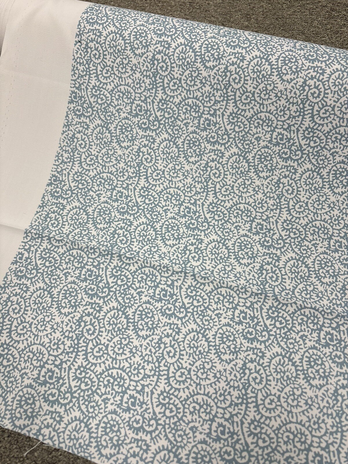 PETER FASANO Blue Fiddlehead 100% Linen Fabric, BTY