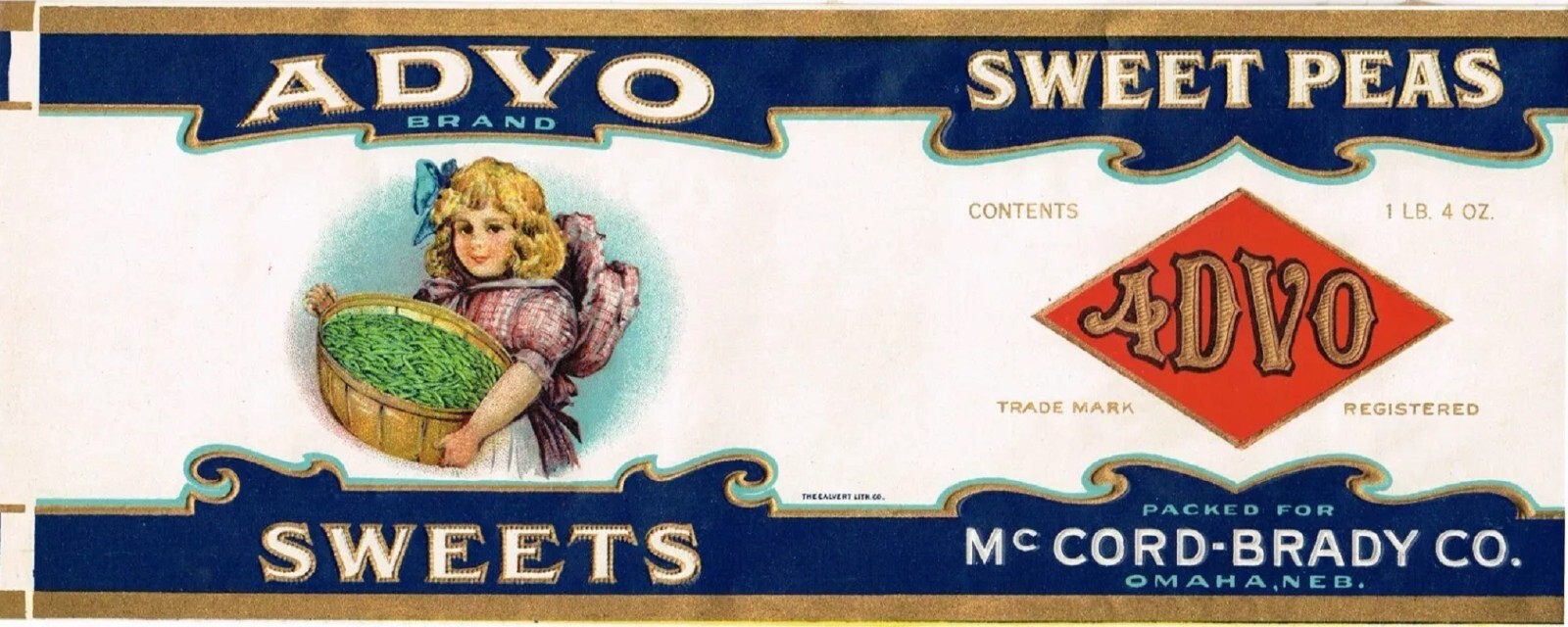 ADVO Brand Sweet Peas OMAHA NEBRASKA Retro Can Food LABEL Art Print