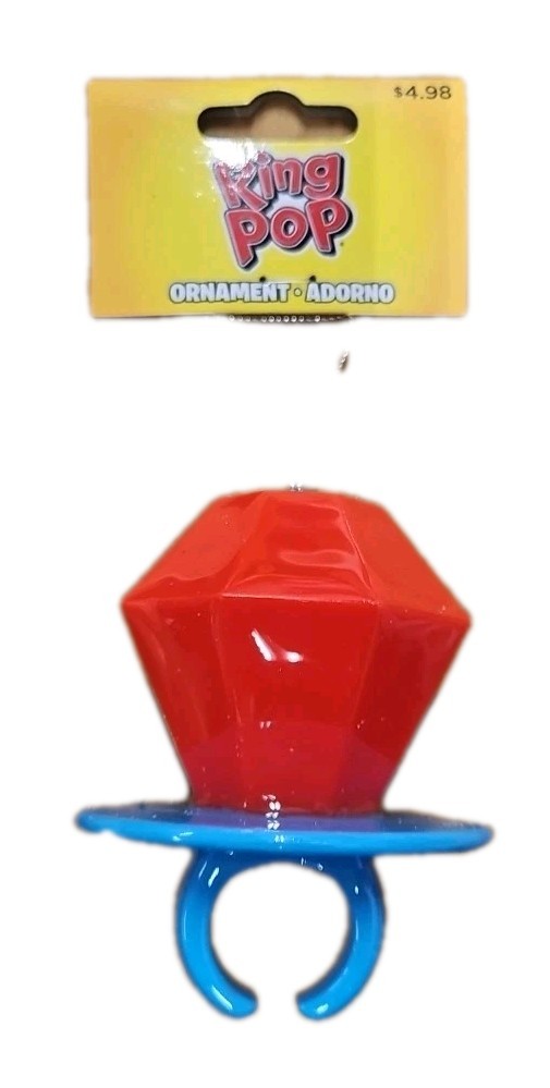 Ruz Ring Pop Large Plastic Ornament Novelty Candy Red Blue 3.25\