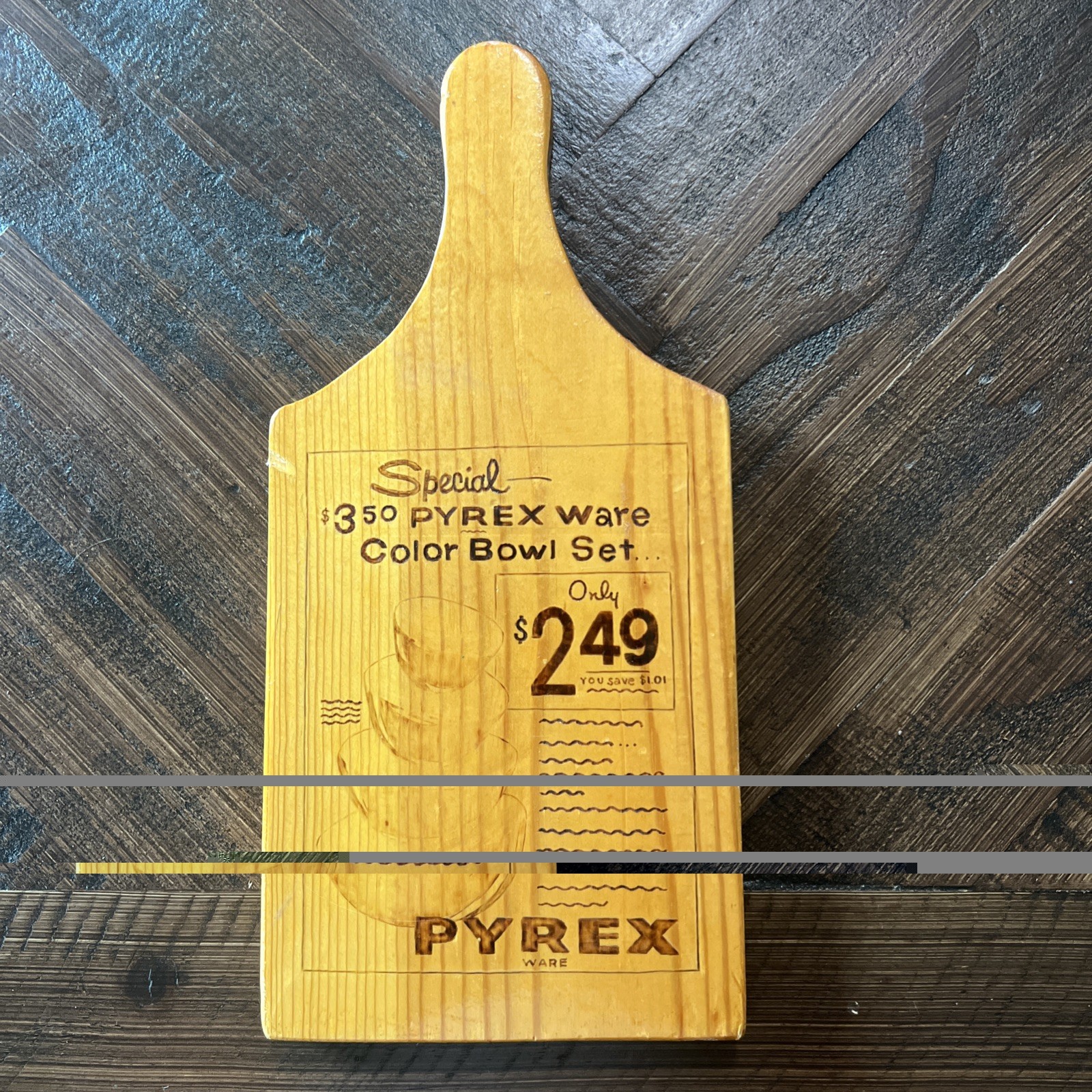PYREX Ware Color Bowl Set Vintage Cutting Board Advertisement -Original Folk Art
