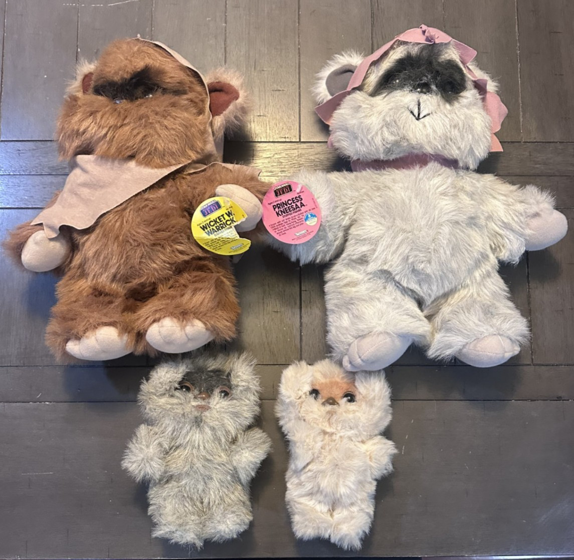 Vintage 1983 Kenner Stuffed Ewok Figures - Wicket & Family - Original Tags ROJ