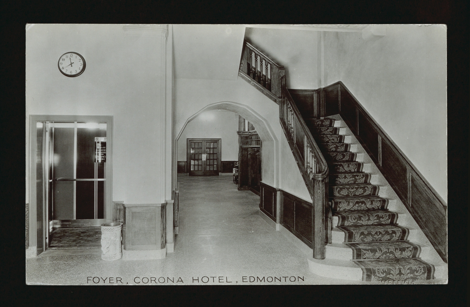 Foyer Corona Hotel Edmonton - View of the foyer of the Corona Hote- Old Photo