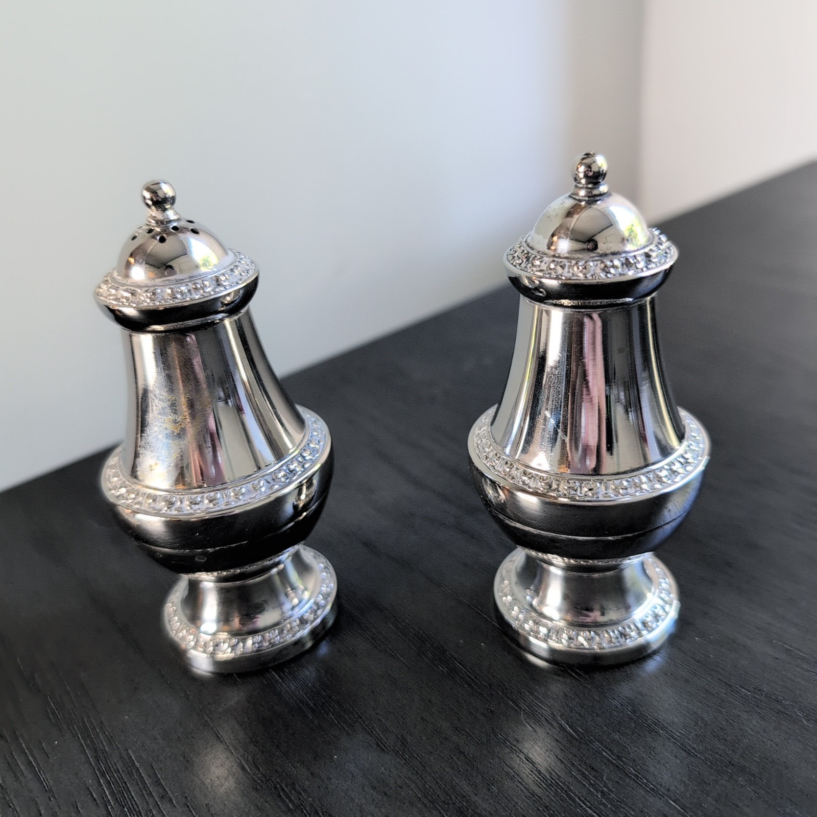 Antique Ianthe Pair of Ornate Victorian Silver Plated Vintage Salt & Pepper Shak
