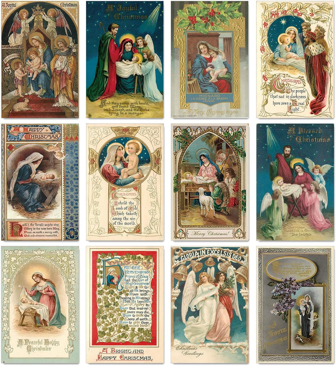 Anydesign 48 Pack Christmas Greeting Cards Vintage Xmas Cards Assortment