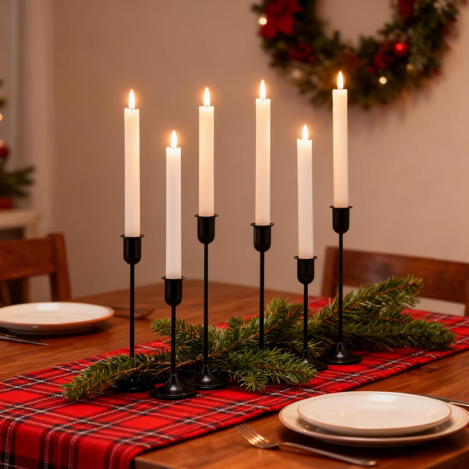 Black Taper Candle Holder 6 PCS, Vintage Candle Stick Candlestick Holders
