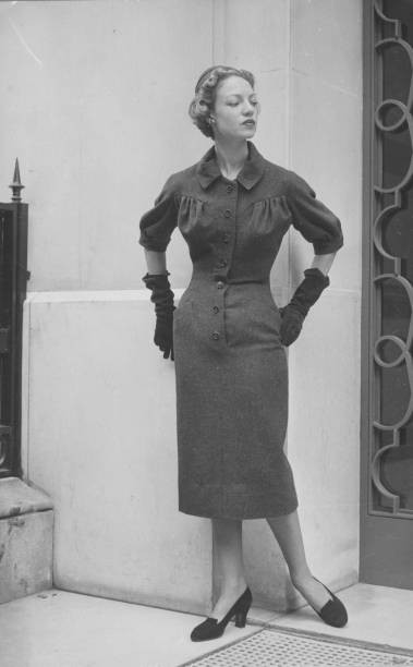 Wool afternoon dress designed by Dior Historic 1950s Old Photo