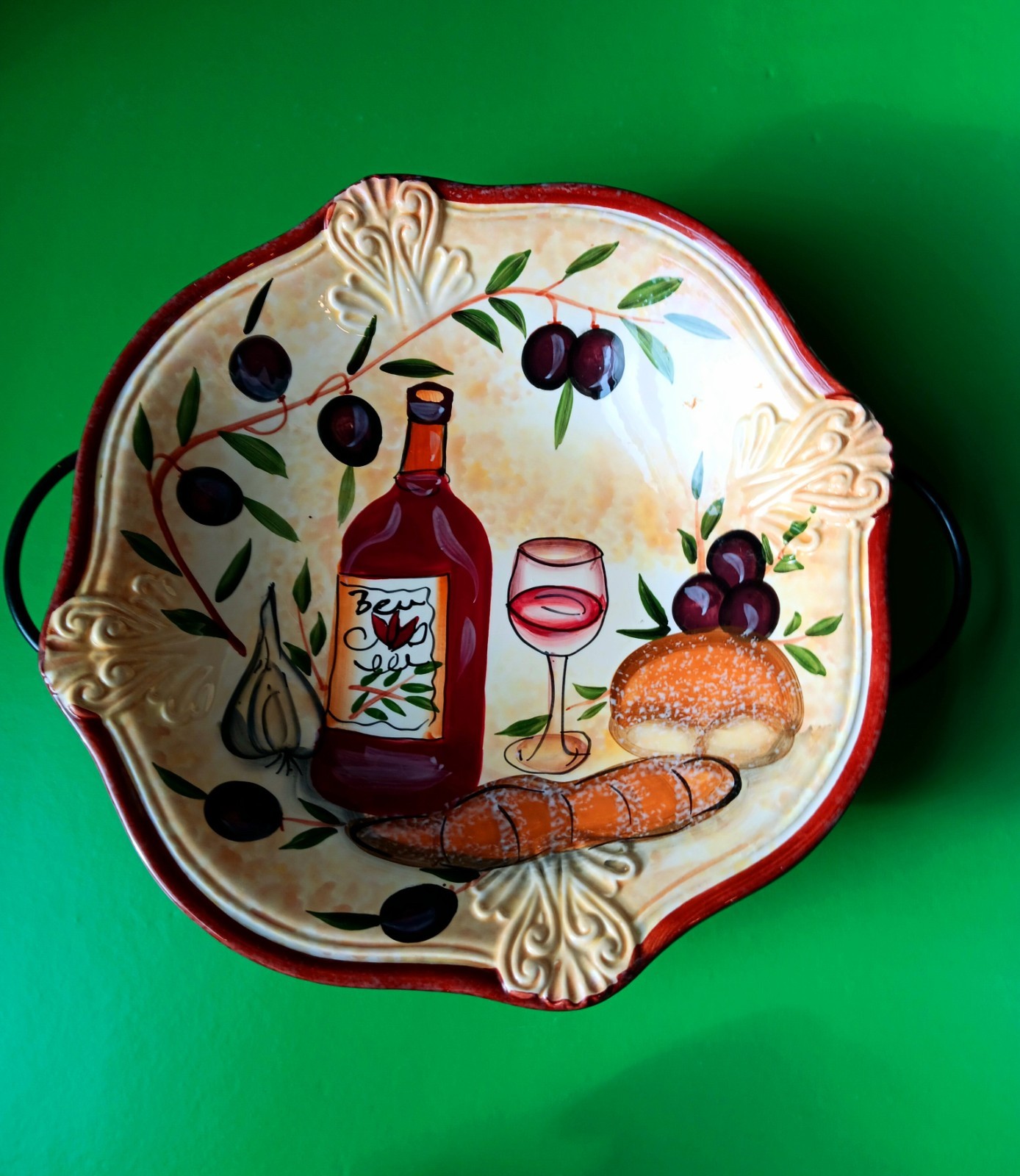 Vintage D\'Lusso Home Collection Ceramic, Hand painted, Serving bowl
