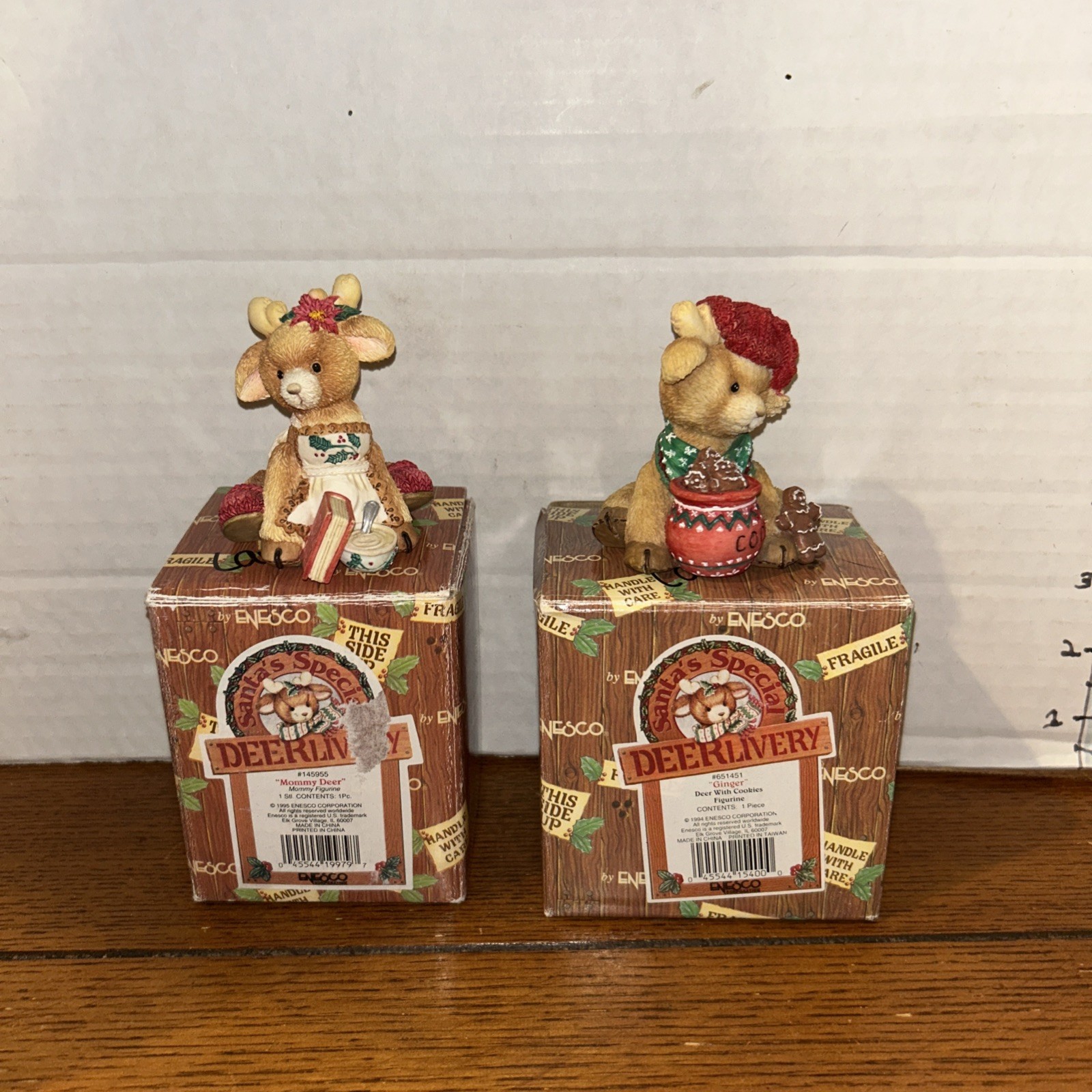 2 Enesco Christmas Santa’s Special Deerlivery Mommy Deer & Ginger 1995