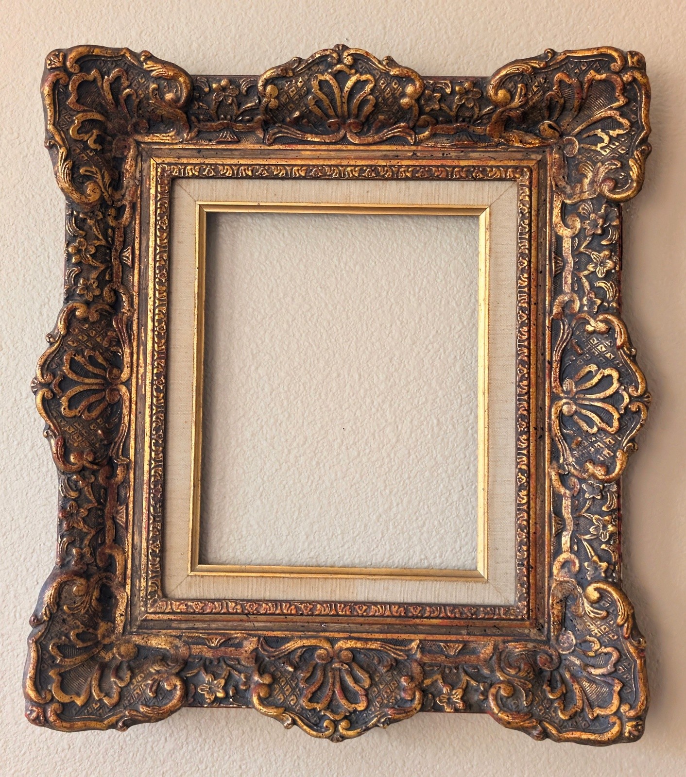 Antique Belgium Ornate Gold Gilt Picture Frame Baroque Rococo Wood 8x10 Size