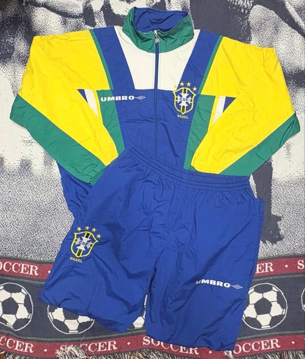 Umbro Brazil National Team Windbreaker Jacket and Pants Set 90s L From Japan