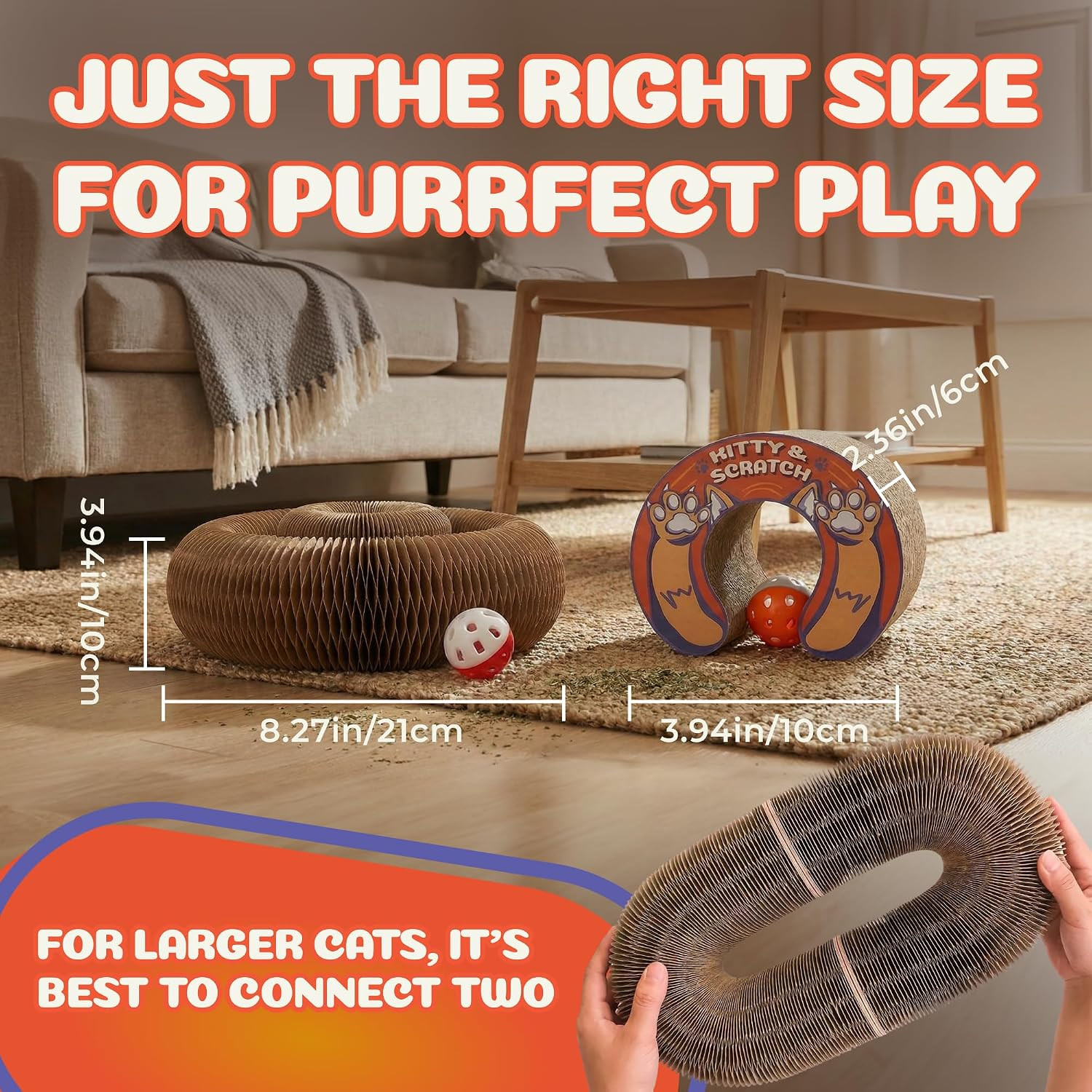 Cat Scratcher Toy | Cardboard Cat Toy with Ball Track with Bell | Kitty Kurlz... Cat Scratcher Toy | Cardboard Cat Toy with Ball Track with Bell | Kitty Kurlz...