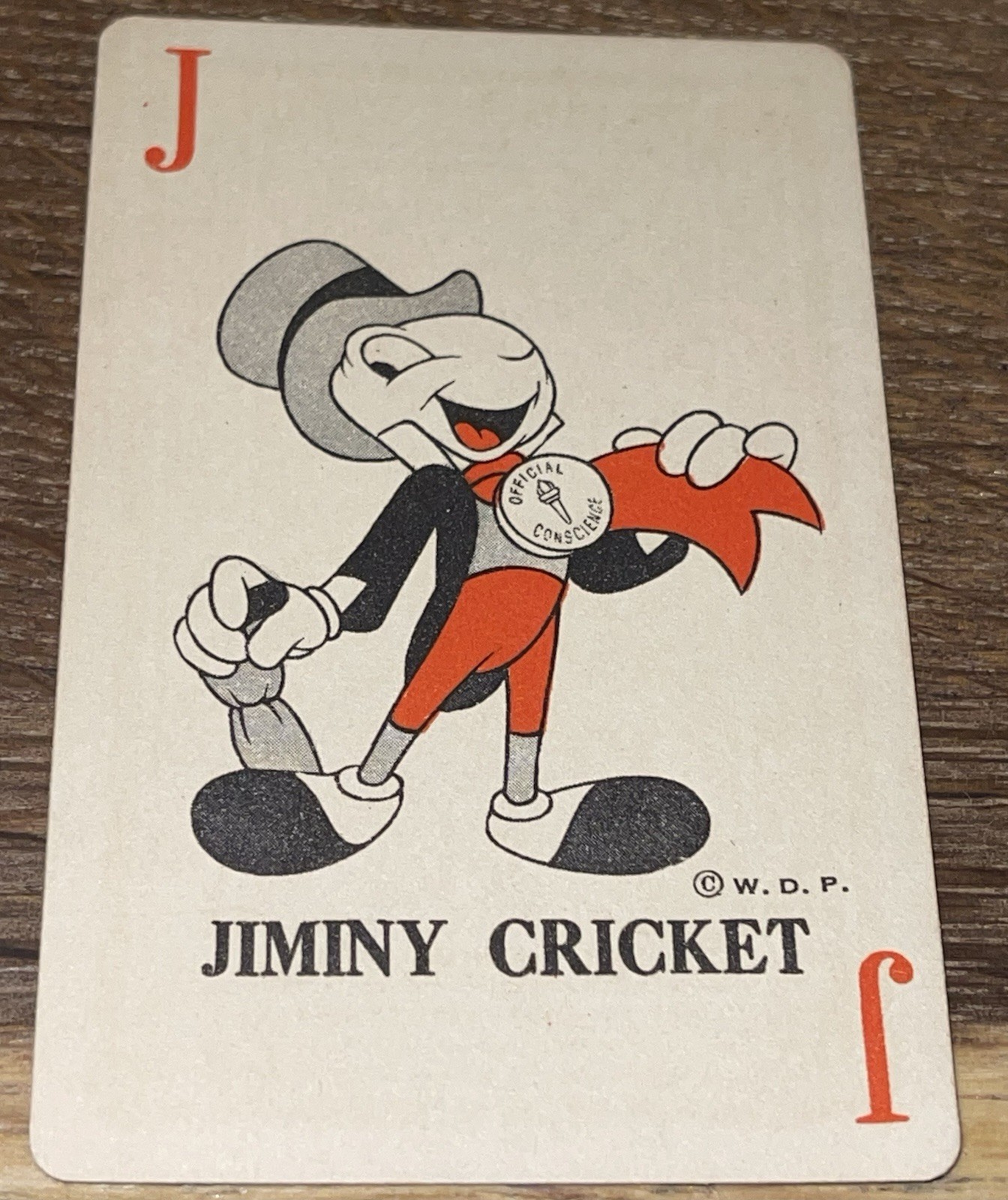 PINOCCHIO JIMINY CRICKET ROOKIE CARD 1939 WHITMAN DISNEY CARD GAME PLAYING CARD