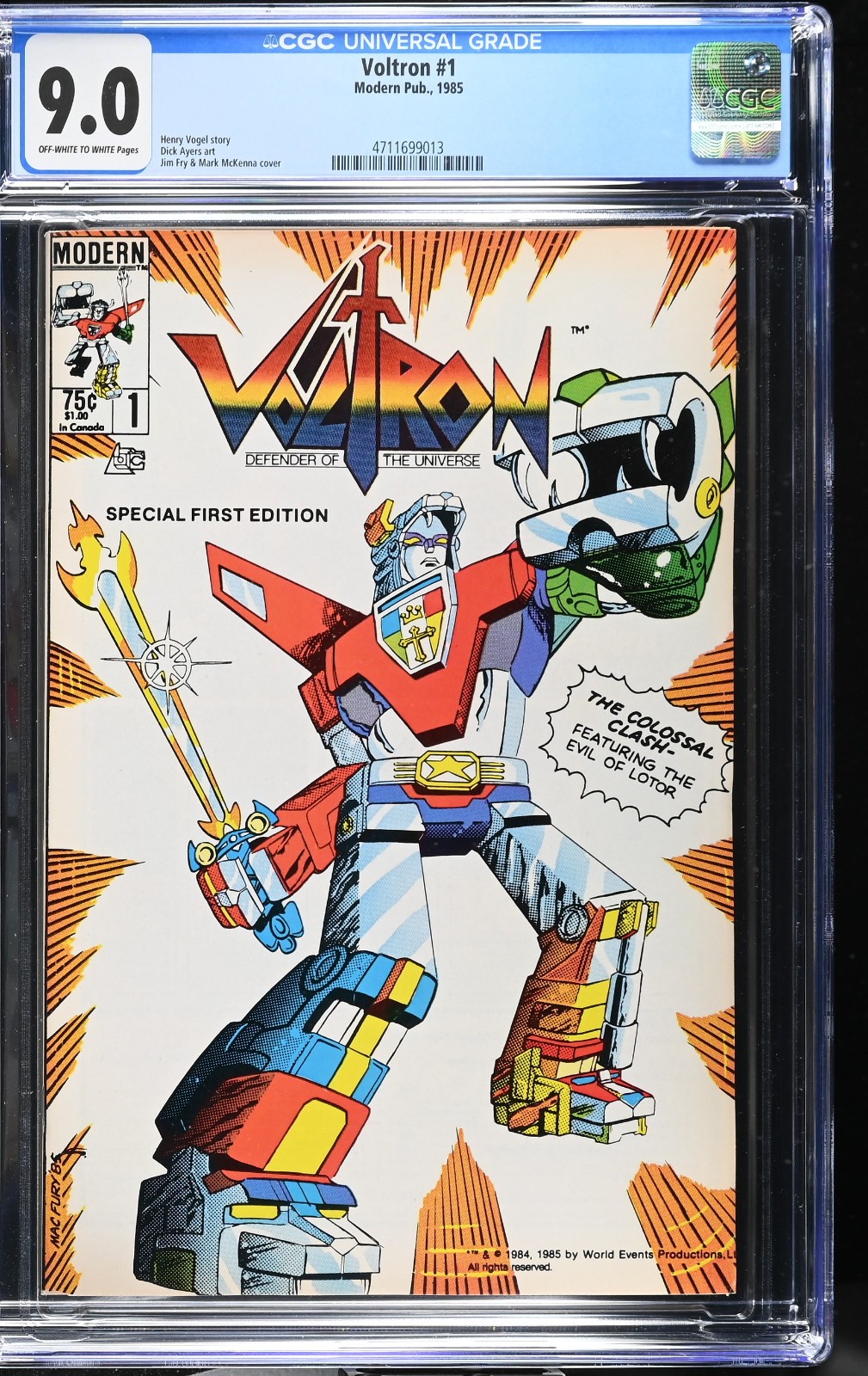 VOLTRON #1 (Modern Comics, 1985) CGC Graded 9.0