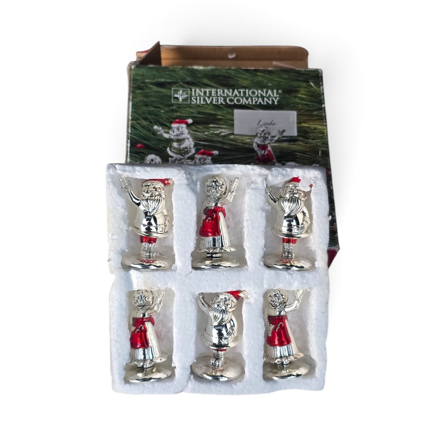 VTG International Silver Co Christmas Place Card Holders Santa Mrs Claus Set of VTG International Silver Co Christmas Place Card Holders Santa Mrs Claus Set of