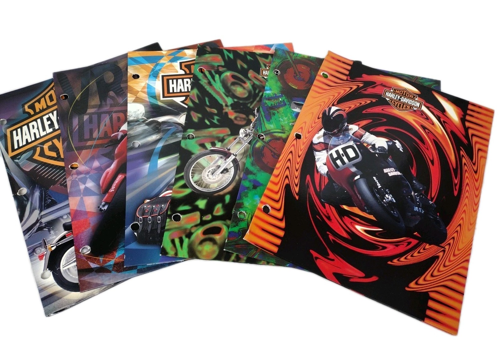 VTG 1997 Y2K Mead Portfolio Folder HARLEY DAVIDSON Motorcycle COMPLETE SET OF 6