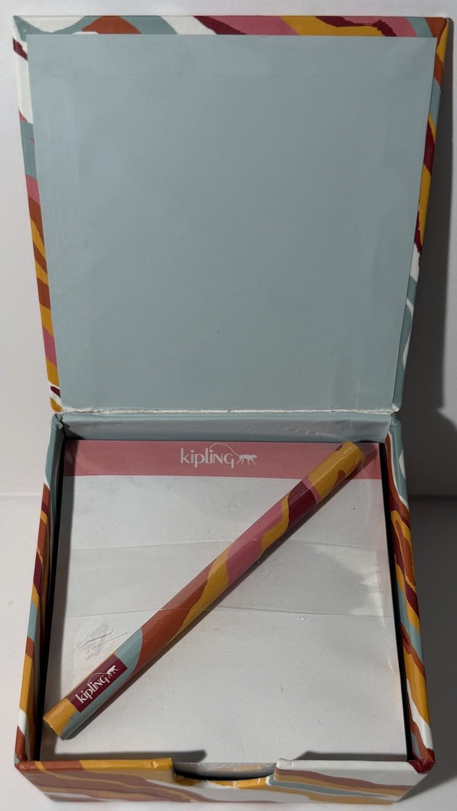 Kipling Swirly Note Cube Logo Monkey White Sheets Matching Pencil Sealed NOS New