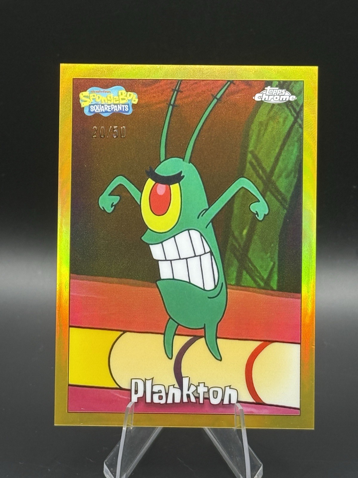 2025 Topps Chrome SpongeBob #29 Plankton True Gold /50 2025 Topps Chrome SpongeBob #29 Plankton True Gold /50